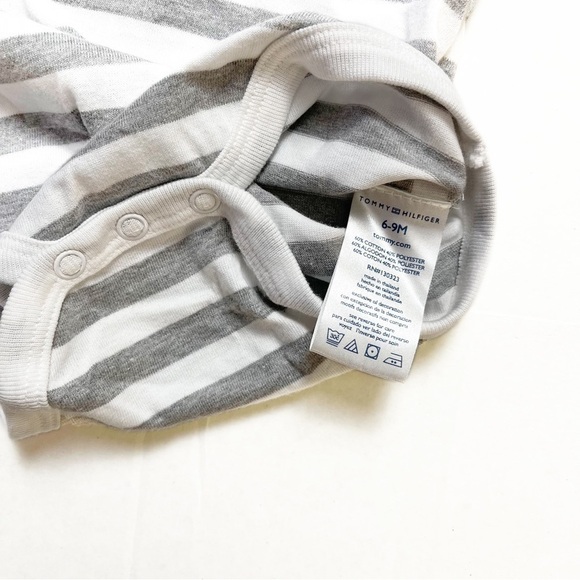 TOMMY HILFIGER Baby Striped Cotton Blend Button Onesie - 6/9M - Picture 4 of 8